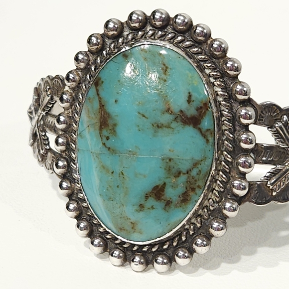 Vintage Southwestern Turquoise Sterling Silver Cuff Bracelet Pacific Jewelry Co - Picture 4 of 16